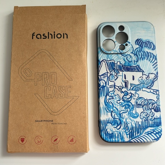 NWT iphone 14 Phone Case, Van Gogh Landscape Aesthetic Art Blue Phone Case - Picture 3 of 6